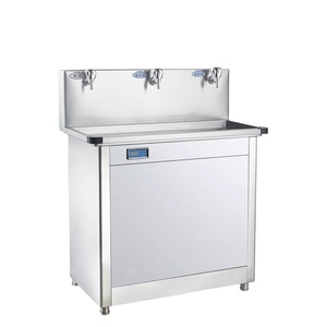 Bebedero Comercial <span class=keywords><strong>de</strong></span> Acero Inoxidable con 3 Grifos, Dispensador <span class=keywords><strong>de</strong></span> <span class=keywords><strong>Agua</strong></span> Fría <span class=keywords><strong>y</strong></span> <span class=keywords><strong>Caliente</strong></span> para Escuela u Oficina - Product Image 1
