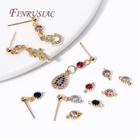 6 couleurs laiton plaqué or 18 carats et zircon 2 trous ronds connecter pendentifs à breloques pour bricolage boucle d'oreille accessoires de fabrication de bijoux
