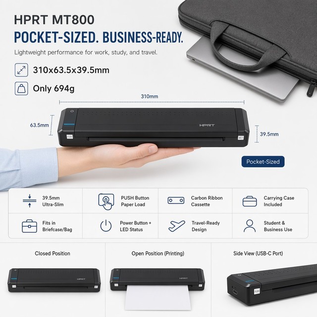 Premium Portable A4 Thermal Printer with Phone Laptop Support, Compact Mobile Printer for Real Estate on Site Signing