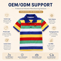 Polo rayé coloré pour enfants, haut d'été respirant en coton pour tout-petits garçons, vêtements personnalisés OEM sous marque privée