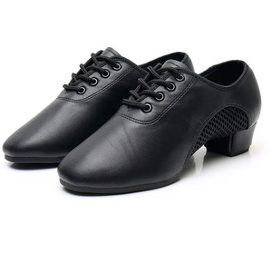 Sepatu dansa Latin pria, Kasut latihan Ballroom sol lembut kain Oxford + jaring