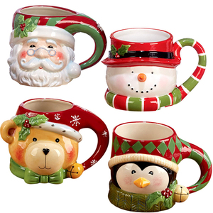 Peint à la main mignon en céramique noël père noël mère père noël tasse à la main café lait vacances cadeau tasse - Product Image 5