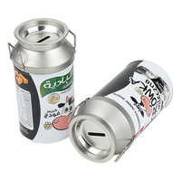 Boîtes à monnaie cylindriques en fer blanc personnalisées pour enfants, en gros, avec matériaux recyclés
