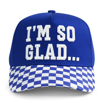 Gorra de Béisbol HBA54 con Diseño Personalizado, Bordado 3D de Alta Calidad, Estampado de Cuadros Azules, Visera Curva, Estilo Urbano y Deportivo