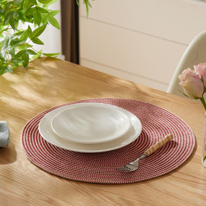 Round Paper Woven <b>Placemat</b> Brown And White Heat Insulating <b>Table</b> Mat <b>For</b> Dining Room Kitchen Use - Product Image 3