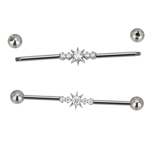 Titanio Industrial Barbell 5 Marquise CZ Helix Pendiente Straight Barbell Zircon Body Jewelry para Piercing de moda Joyería - Product Image 4
