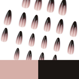 <span class=keywords><strong>Uñas</strong></span> Acrílicas Postizas Hechas a Mano, <span class=keywords><strong>Modernas</strong></span> y Minimalistas, Medianas, con Transición Limpia <span class=keywords><strong>de</strong></span> Color Nude a Negro Intenso - Product Image 4