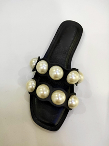 Nuovo design square head Shine Pearl pantofole piatte da donna modello petalo mezza resistenza scarpe step on mocassini donna - Product Image 6