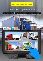 9 pouces 4CH DVR Split Monitor Écran tactile Quad AHD DVR Monitor USB TF Card Car Camera Recorder
