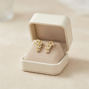 Pendientes de Diamantes Naturales Reales en Oro Amarillo Sólido de 18K con Diseño de Hoja Vintage, Joyería Fina de Moda, Novedad - Product Image 4