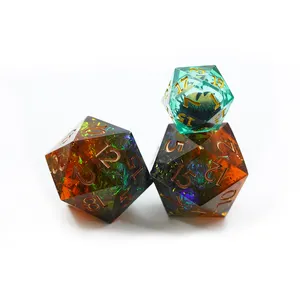 Novo Dragão Resina Dice Set Dragon eye DND Poliédrico D20 Dados e Dragões vermelho núcleo líquido dados afiados