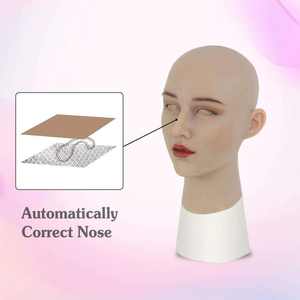 Delicado hacer cara femenina hombre a mujer máscara de cabeza falsa silicona para accesorios de Cosplay disfraz espectáculo de Halloween - Product Image 3