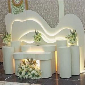 โต๊ะแต่งงานทำจากอะคริลิคสีขาวเรียบเฟอร์นิเจอร์สำหรับจัดงานแต่งงานแท่นวางเค้กเฟอร์นิเจอร์สำหรับจัดงานแต่งงาน - Product Image 1