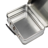 Boîte en métal rectangulaire personnalisée avec couvercle et poignée pour aliments – Emballage métallique pour le déjeuner – Offre spéciale