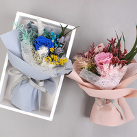 Bouquet de fleurs de rose pour mariage, boîte cadeau de mariage, cadeau de saint-valentin, fait à la main, bouquet de vraies roses conservées