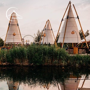 Safari Bamboo <strong>Tipi</strong> Cone Tent Canvas <strong>Teepee</strong> for Party - Product Image 6