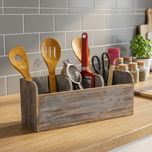 Polished Utensil Holder Wooden Caddy Kitchen Non-folding New Style Handmade BS INTERNATIONAL NAY00261 Portable Customise Shape - Product Image 1