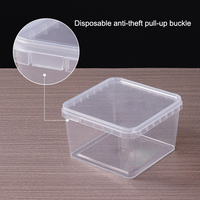 Conteneur carré en plastique pour aliments pour animaux de compagnie, chips, cacahuètes, bonbons, biscuits, chocolat, beurre, seaux avec poignée et couvercle