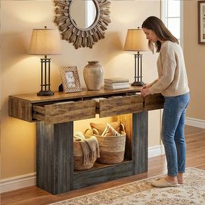 Buffet blanc de luxe à 3 tiroirs avec 4 portes battantes en verre trempé, meuble autoportant pour salon - Product Image 1