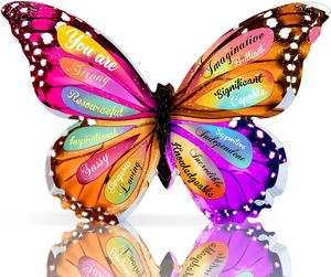 Butterfly Acrylic Rectangle Plaque UV Printing Crystal Keepsake Custom Logo Modern Floral Ornament <b>Gift</b> for Mother's Day - Product Image 1