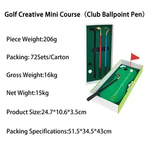 Manufacturer Supplier Exquisite Gift Creative Mini Course Club Ballpoint Pen For Adult Kid's Golf Pen Gift Set And Desktop Game