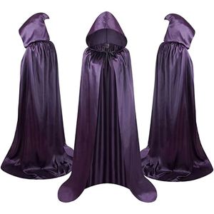 Party <b>Cloak</b> Costume for Adult Child Witch Black Silver Purple <b>Hooded</b> Vampire Halloween Hoodies Cape - Product Image 1