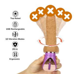 Prodotti per adulti Sexy femminile in Silicone artificiale Dildo vibratore riscaldamento bastoncino di massaggio liquido Dildo per adulti - Product Image 6