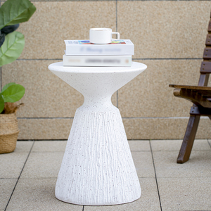 <b>White</b> Marble Retro Speckled Textured All Weather Mgo Side <b>Table</b> Indoor <b>End</b> <b>Table</b> For Home Office Living Room - Product Image 2