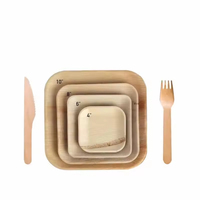 Assiettes jetables compostables en feuille de palmier, ensemble de vaisselle avec logo personnalisé, assiettes en bois de bambou, bol à sauce