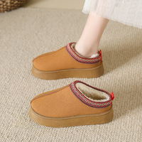 Bottes de neige pour femmes, modèle export, chaudes du Nouvel An, à semelle épaisse, style mules, avec doublure polaire et fourrure, à talon ouvert