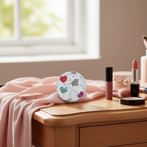 Specchietto Tascabile Rotondo con Stampa Leopardata e Strass, 6,3 cm, per Trucco e Viaggio Femminile - Product Image 3