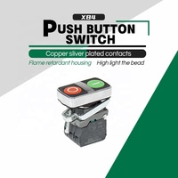 Interrupteur à bouton-poussoir double tête LED lumineux 22 mm avec indicateur 24 V 220 V Rouge Vert Plastique 10 A