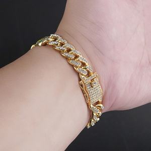 Cadena Cubana Hip Hop Completamente Adornada con Piedras de Imitación, 13MM, Oro/Plata, Estilo Miami, Pulsera Cubana para Hombre - Product Image 2