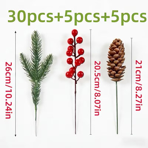 Branche de pin artificielle de Noël avec baies rouges et cônes de pin pour décorations de fêtes - Product Image 5