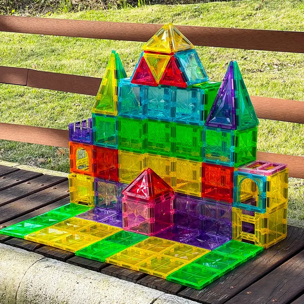 Ensembles de blocs de construction pour bricolage, ensemble de jouets magnétiques, 60 pièces, couleurs arc-en-ciel pour l'éducation des enfants