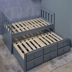Lit superposé en bois avec tiroirs de rangement, structure en pin pour enfants, adultes et personnes âgées - Product Image 1
