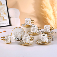 Porcelaine de luxe Latte Poignée Chaud Froid Thermique Potable Cadeau Espresso En Céramique Tasse À Café Soucoupe Ensemble