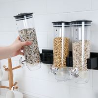 Wandmontage drievakken plastic ronde havermout- en graanopbergbus, luchtdichte snackorganizer voor gedroogd fruit