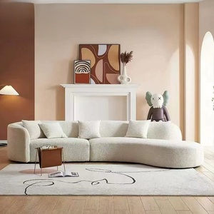 Luxury Modern PU Wood Furniture Soft Boucle Special Shaped Modular Couch Set Cashmere White Design For Living Room Hotel Villa
