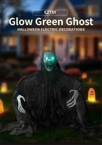 Décorations d'Halloween en plastique : Zombie, Fantôme, Crâne Lumineux, Insert Électronique pour Sol, Maison Hantée, Salle Secrète, Cour - Product Image 2