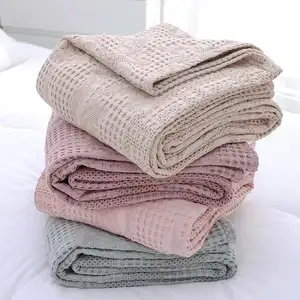 Solid Thicken Muslin Cotton Blankets for Beds Waffle Plaid Japanese Style Sofa Throw Blanket Quilt Soft Home Bed Cover Bedspread