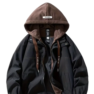 เสื้อแจ็คเก็ตบอมเบอร์มีฮู้ดสำหรับผู้ชายสไตล์ลำลองสำหรับฤดูหนาว - ดีไซน์สีสันทันสมัย ระบายอากาศได้ดี เป็นมิตรกับสิ่งแวดล้อม บุด้วยผ้าฝ้ายผสมขนสัตว์ - Product Image 4