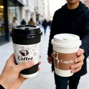 Benutzer definierte Kpop Pappbecher Hülle Einweg-Heißgetränk Bubble Milk Tea Kaffee Wellpappe Kraft Pappbecher Hüllen mit Logo - Product Image 2