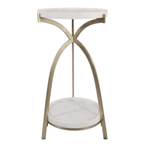 Tavolino da cocktail in marmo con struttura in metallo dorato, tavolino rotondo per soggiorno o camera da letto. - Product Image 1