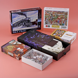 Boîtes d'emballage rigides en carton imprimé coloré avec insert tiroir et pochette en tissu pour le rangement de puzzles et jouets pour enfants, luxe - Product Image 2