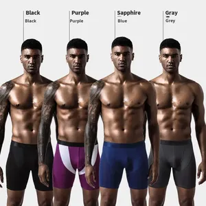 CELINNE High Quality Sports Men Underwear Separated Pouch Mens Comfortable Sports Fitness Ice Silk Quick Dry Long Leg Men <b>Boxer</b> - Product Image 2