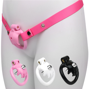 Cage de chasteté plate rose FRRK, petit dispositif de chasteté pour hommes, cage à pénis plate en plastique, jouets sexuels BDSM pour hommes - Product Image 1