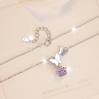 Collier Pendentif Papillons en Argent Sterling S925 avec Moissanite Colorée VVs1 de 1 Carat Certifiée GRA à Six Griffes pour Femme - Bijoux Fins