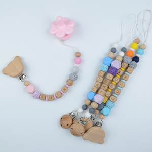 Mordedor <span class=keywords><strong>de</strong></span> silicona masticable para bebé, soporte <span class=keywords><strong>de</strong></span> cuentas <span class=keywords><strong>de</strong></span> felpa <span class=keywords><strong>de</strong></span> madera para <span class=keywords><strong>chupete</strong></span> con alfabeto, cadena con Clip - Product Image 2