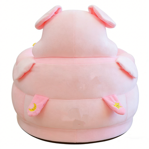 Asiento de aprendizaje para bebés de peluche de cerdo rosa personalizado, sofá de entrenamiento anti-vuelco para bebés con bordado de donut - Product Image 4